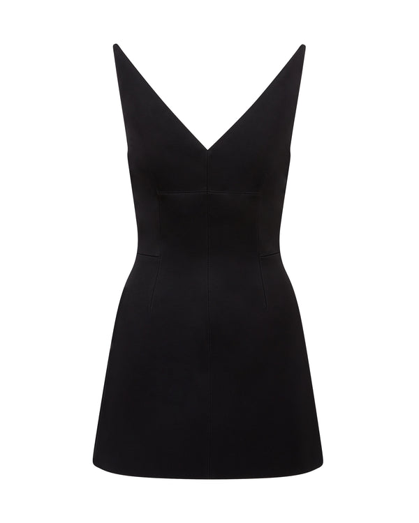 david koma STRUCTURED V NECK MINI DRESS BLACK