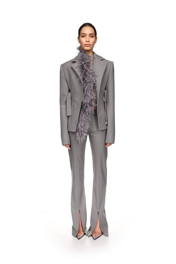 David Koma TAILORED WOOL TROUSERS IN GREY GREY