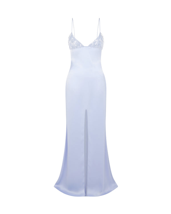 david koma TRIANGLE BRA EMBROIDERY GOWN SOFT BLUE