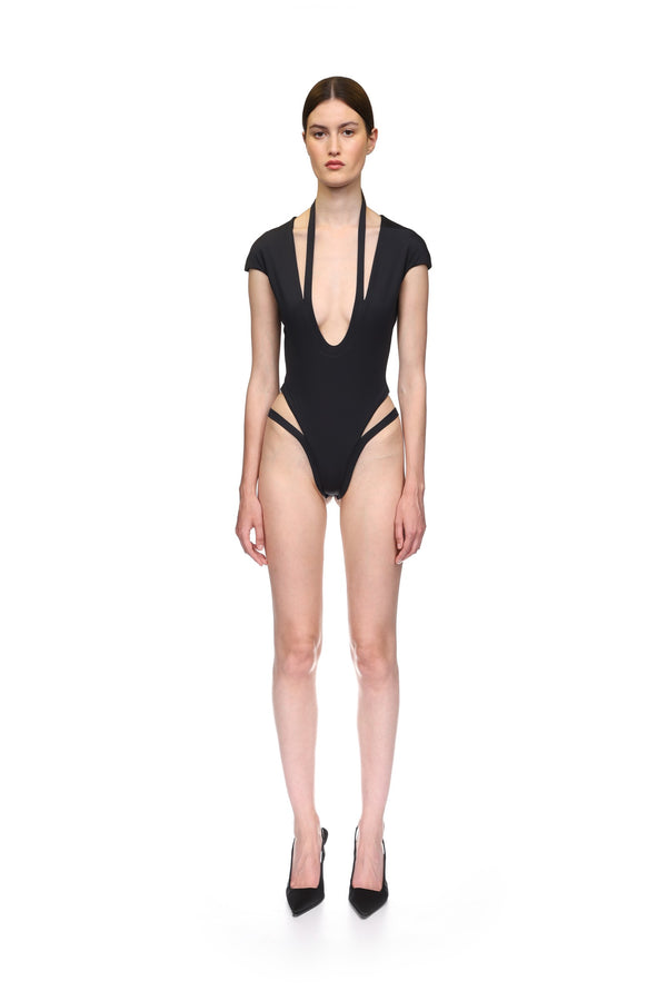David Koma U SHAPE NECKLINE SWIMSUIT BLACK