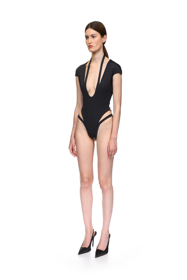 David Koma U SHAPE NECKLINE SWIMSUIT BLACK