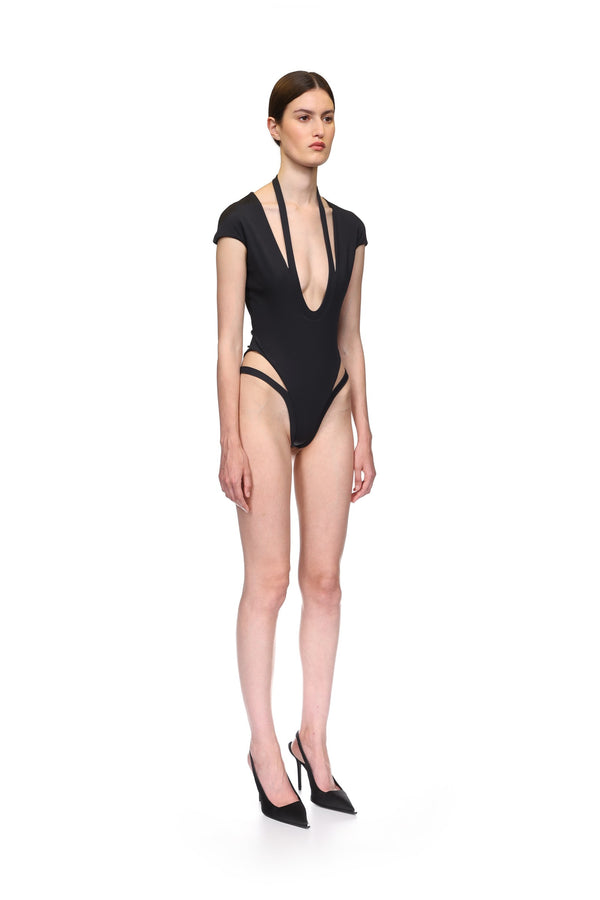 David Koma U SHAPE NECKLINE SWIMSUIT BLACK