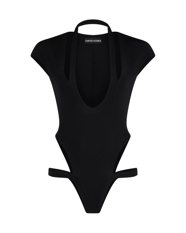 david koma U SHAPE NECKLINE SWIMSUIT BLACK