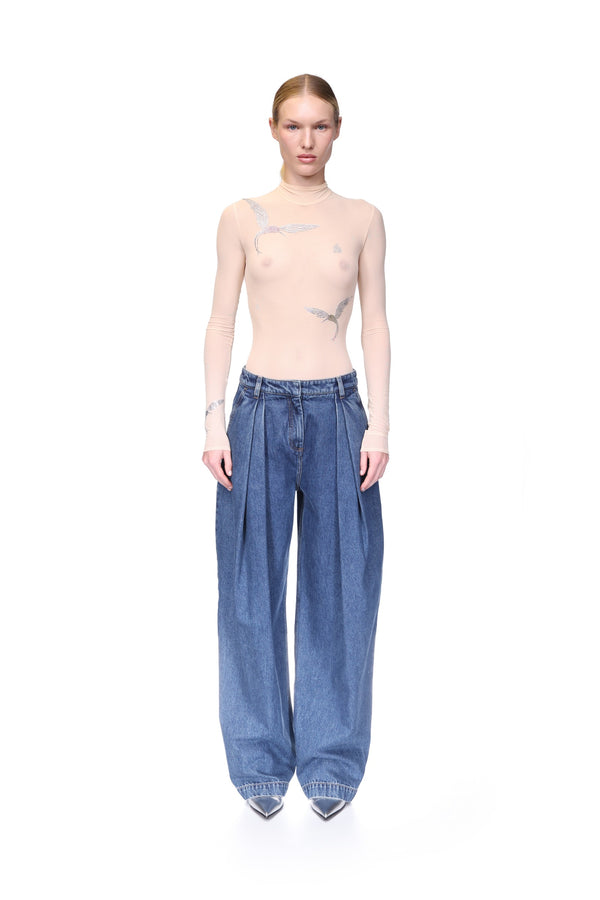 David Koma WIDE LEG DENIM TROUSERS INDIGO