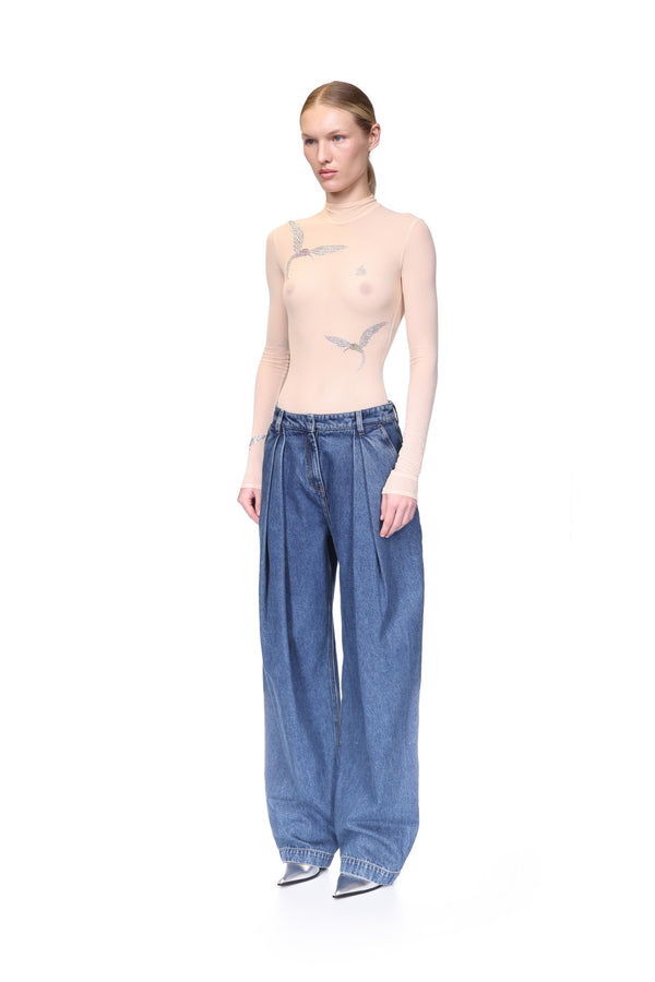 David Koma WIDE LEG DENIM TROUSERS INDIGO