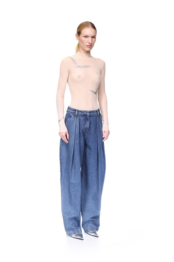 David Koma WIDE LEG DENIM TROUSERS INDIGO