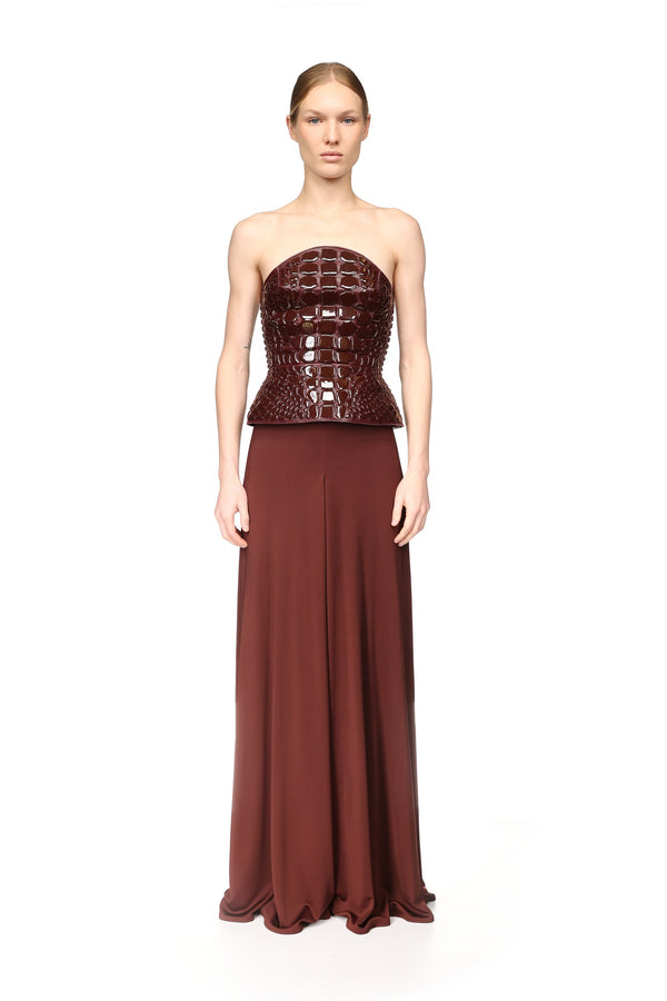 David Koma WIDE LEG FLOWY TROUSERS BURGUNDY