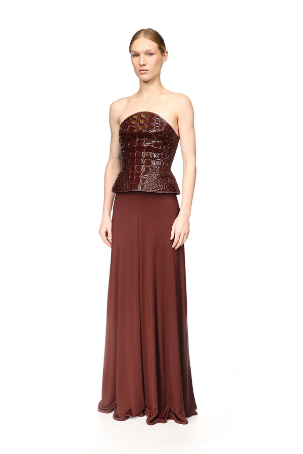 David Koma WIDE LEG FLOWY TROUSERS BURGUNDY