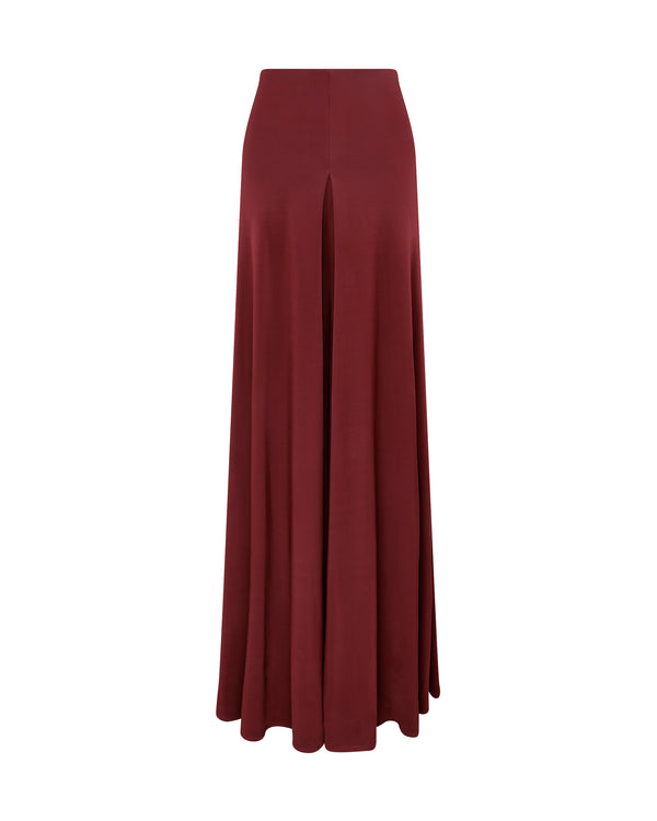 david koma WIDE LEG FLOWY TROUSERS BURGUNDY