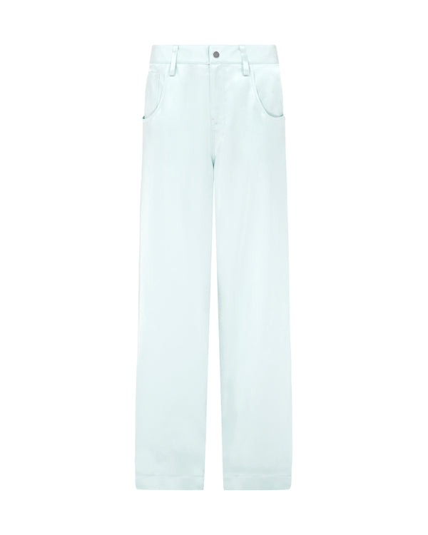 david koma WIDE LEG SATIN TROUSERS IN MINT MINT
