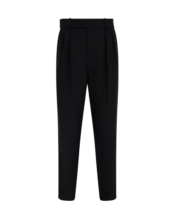 david koma WIDE LEG TUXEDO WOOL TROUSERS BLACK