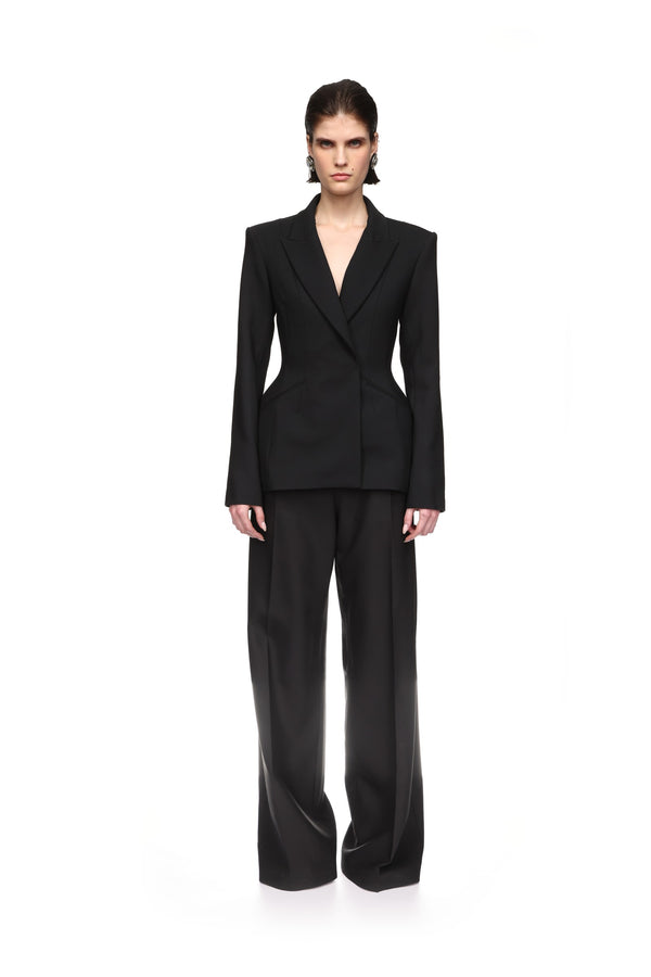 David Koma WIDE TAILORED TROUSERS IN BLACK BLACK