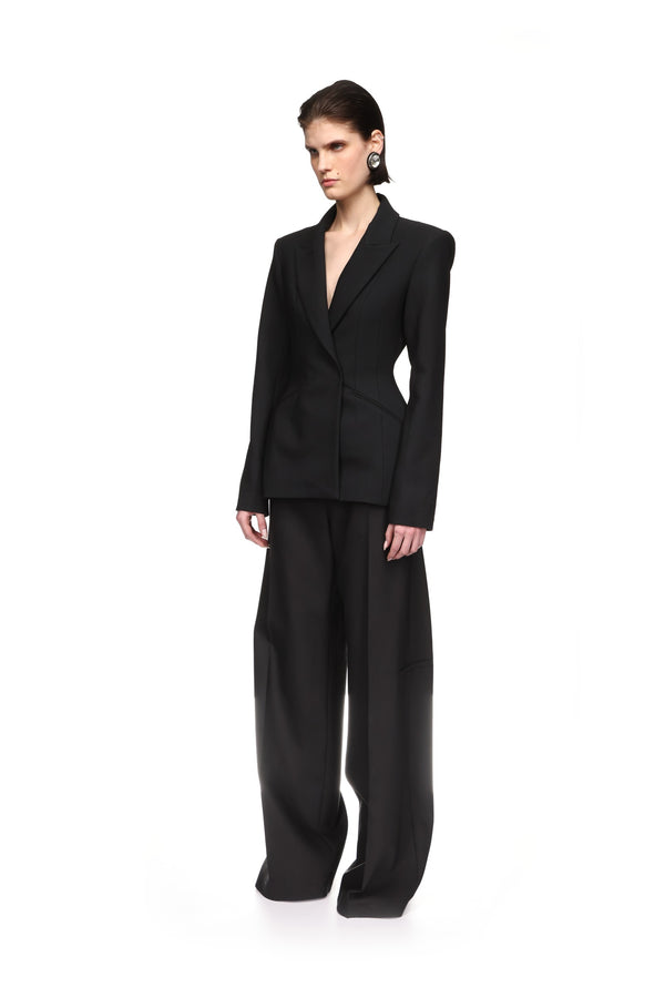 David Koma WIDE TAILORED TROUSERS IN BLACK BLACK