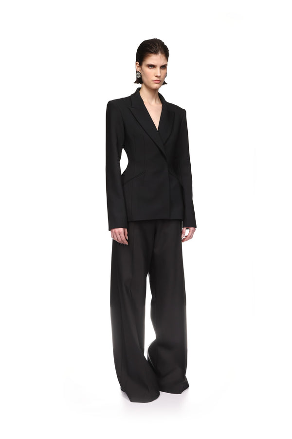 David Koma WIDE TAILORED TROUSERS IN BLACK BLACK