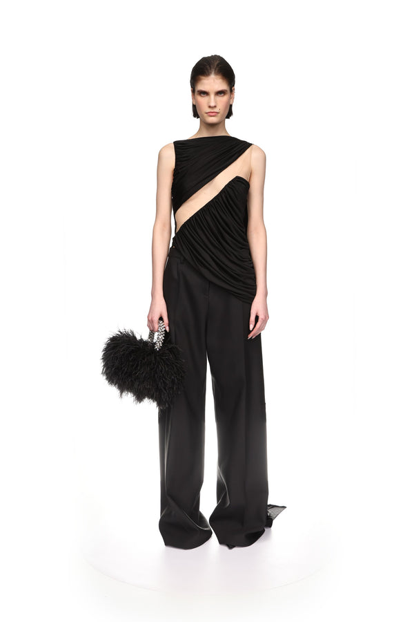 David Koma WIDE TAILORED TROUSERS IN WHITE WHITE