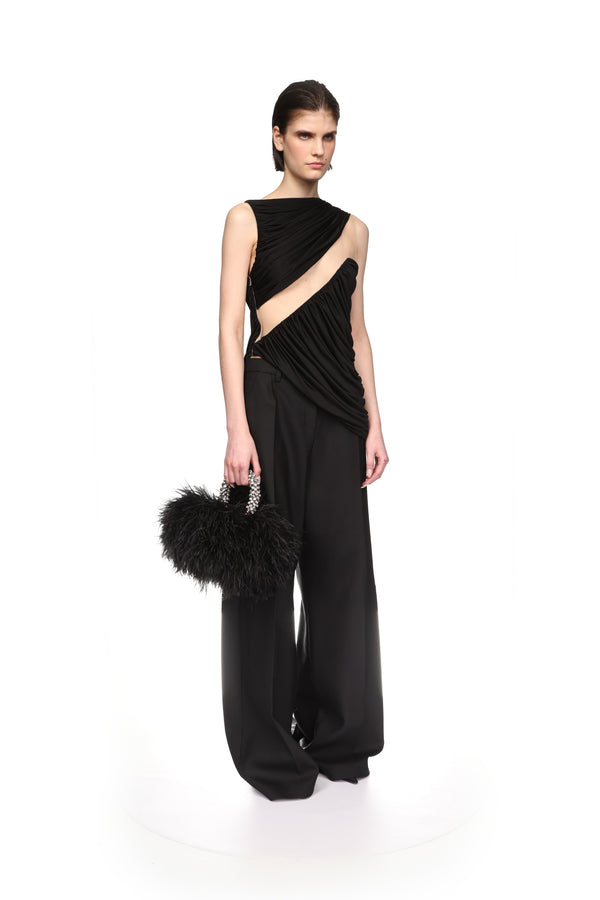 David Koma WIDE TAILORED TROUSERS IN WHITE WHITE