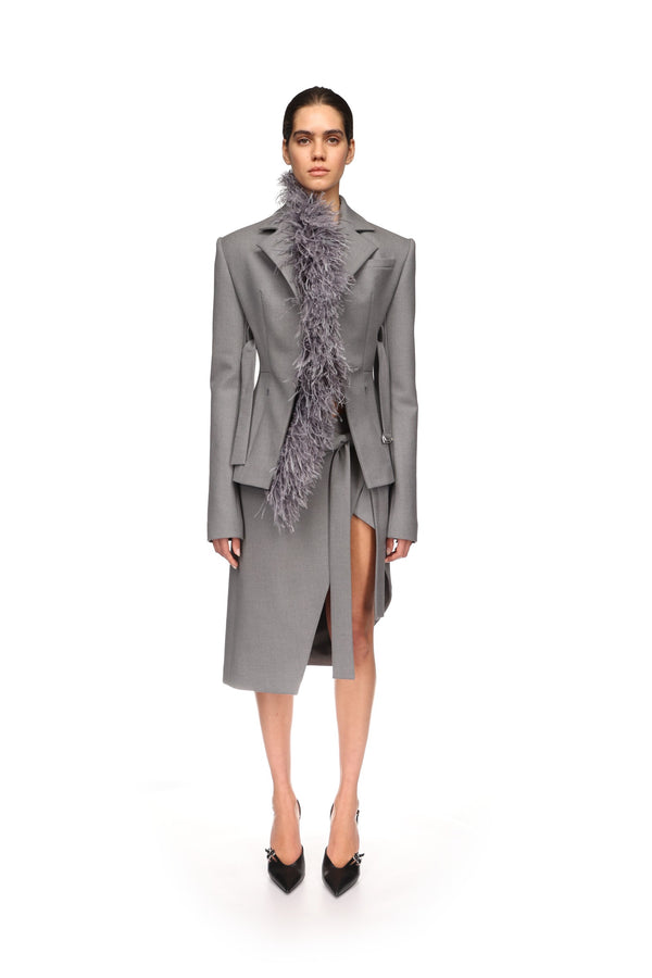 David Koma WRAPPED EFFECT OPEN LEG SKIRT GREY