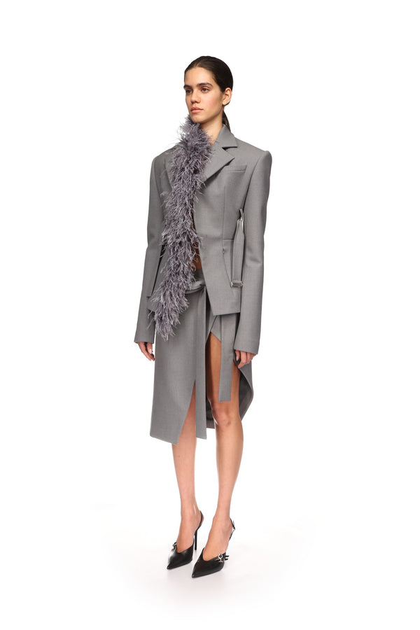 David Koma WRAPPED EFFECT OPEN LEG SKIRT GREY