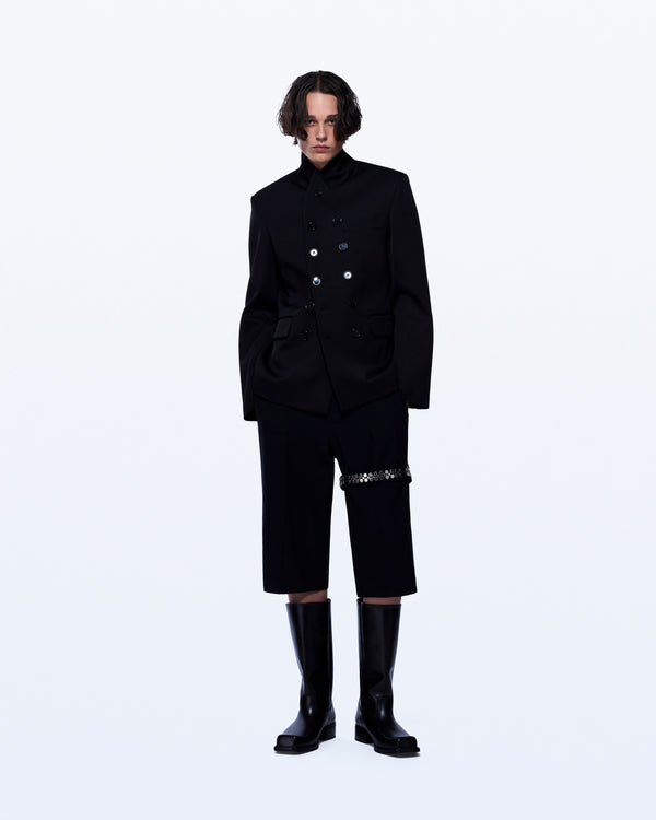 David Koma DOUBLE BREASTED TAILORED CHORE JACKET BLACK