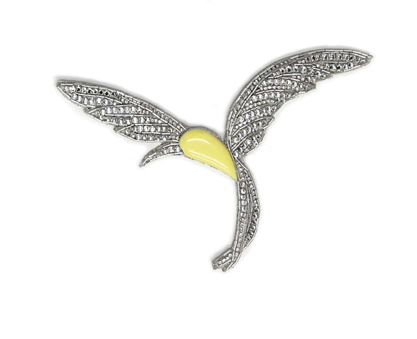 David Koma HUMMINGBIRD EMBROIDERY LARGE BROOCH BLUE/SILVER