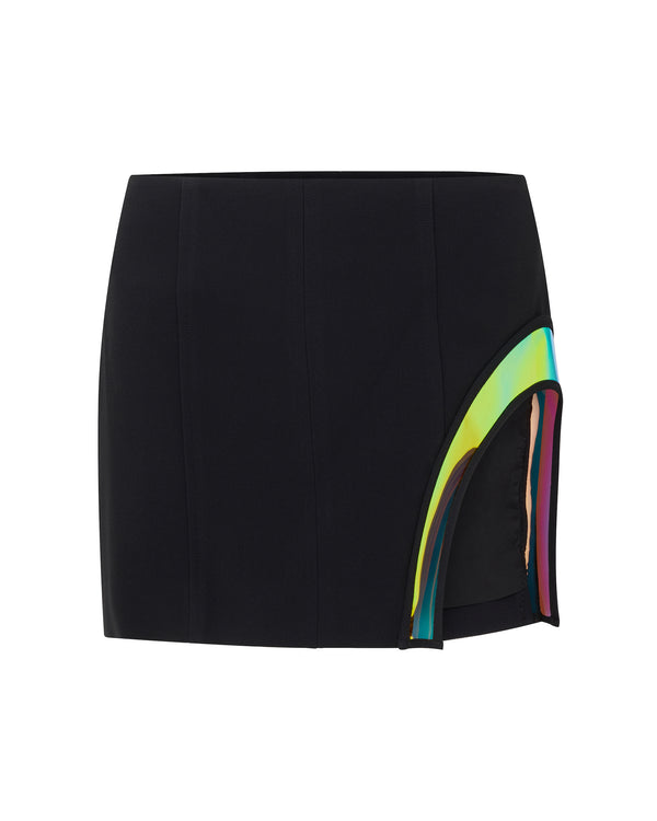 david koma IRIDESCENT PVC LEG CUTOUT MINI SKIRT BLACK/DARK IRIDESCENT
