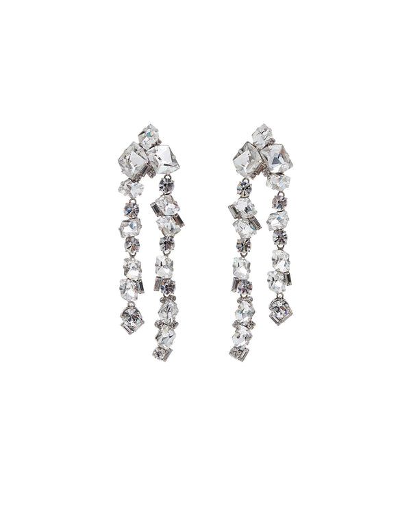 david koma IRREGULAR CRYSTAL CHANDELIER EARRINGS SILVER