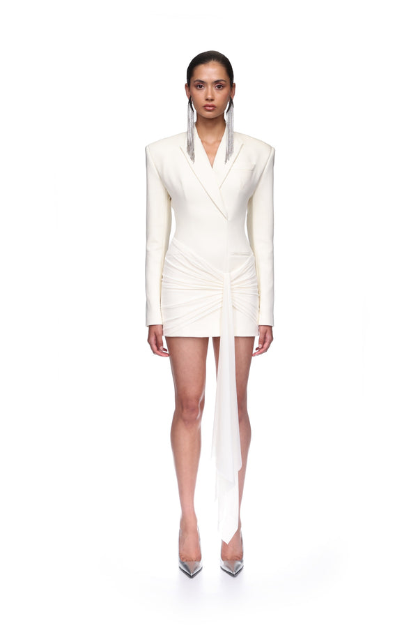 David Koma METAL EARRINGS WITH CRYSTAL FRINGE SILVER