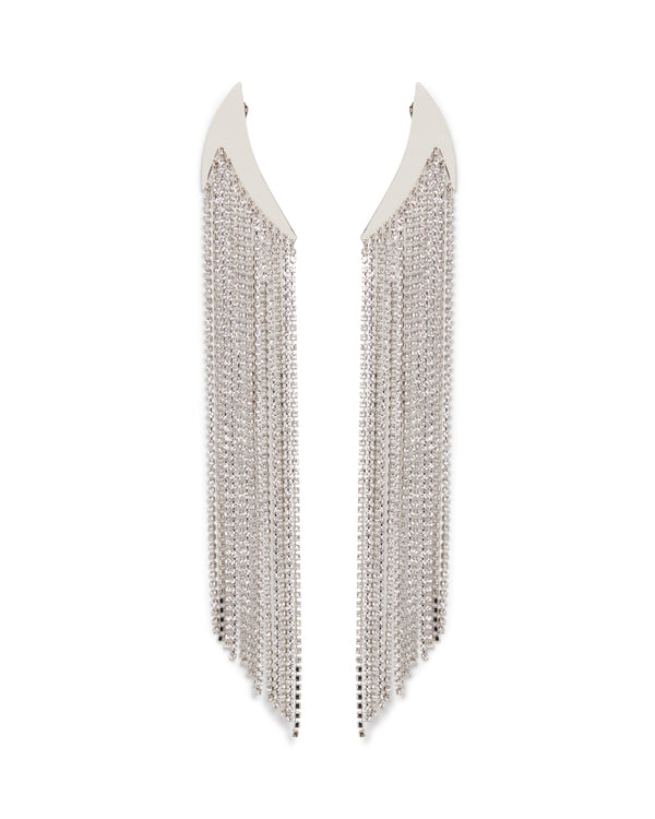 david koma METAL EARRINGS WITH CRYSTAL FRINGE SILVER