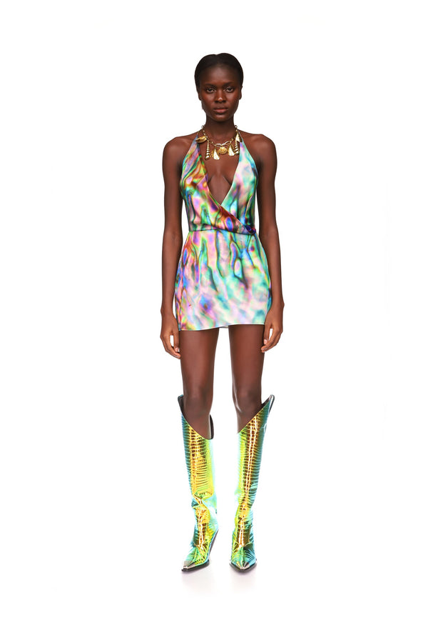 David Koma MOTHER OF PEARL PRINT MINI CAMI DRESS MULTICOLOUR