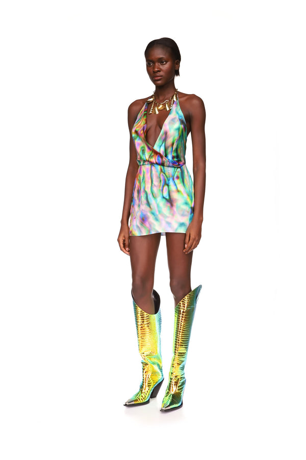 David Koma MOTHER OF PEARL PRINT MINI CAMI DRESS MULTICOLOUR