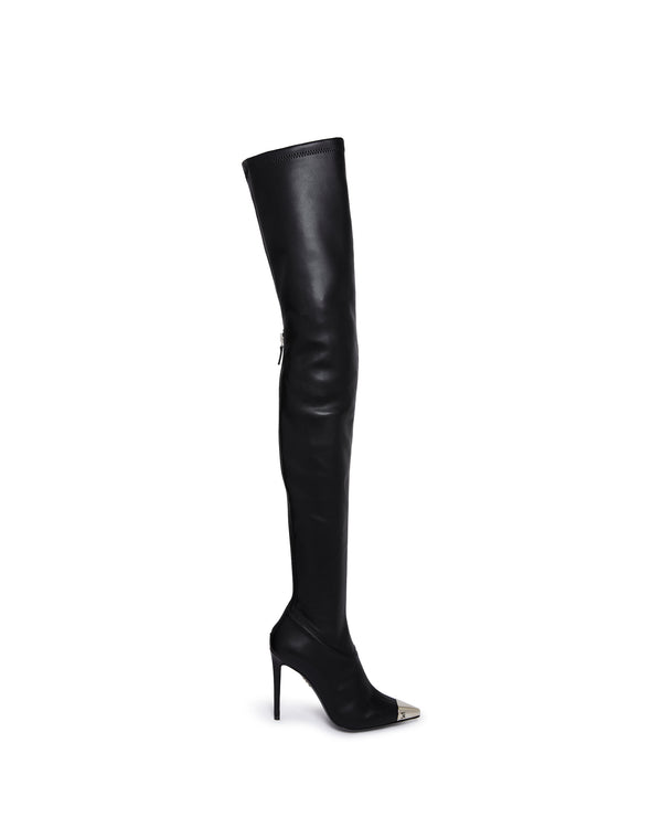 david koma NAPA LEATHER THIGH HIGH BOOTS IN BLACK BLACK