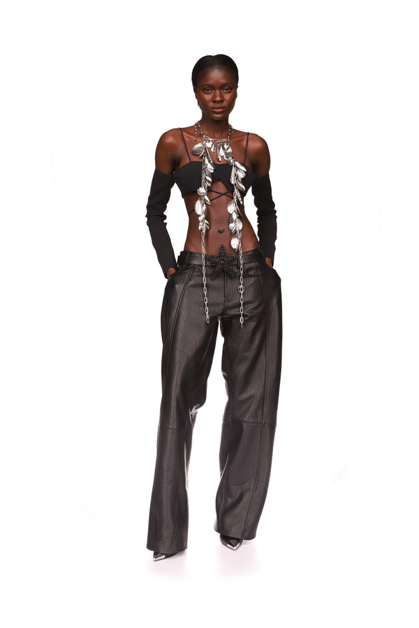 David Koma OFF SHOULDER AND LONG SLEEVE CROP TOP IN WHITE WHITE