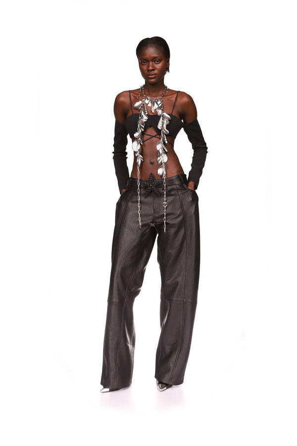 David Koma OFF SHOULDER AND LONG SLEEVE CROP TOP IN WHITE WHITE