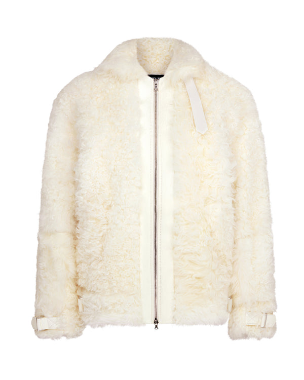 david koma OVERSIZED SHEARLING JACKET IN WHITE WHITE