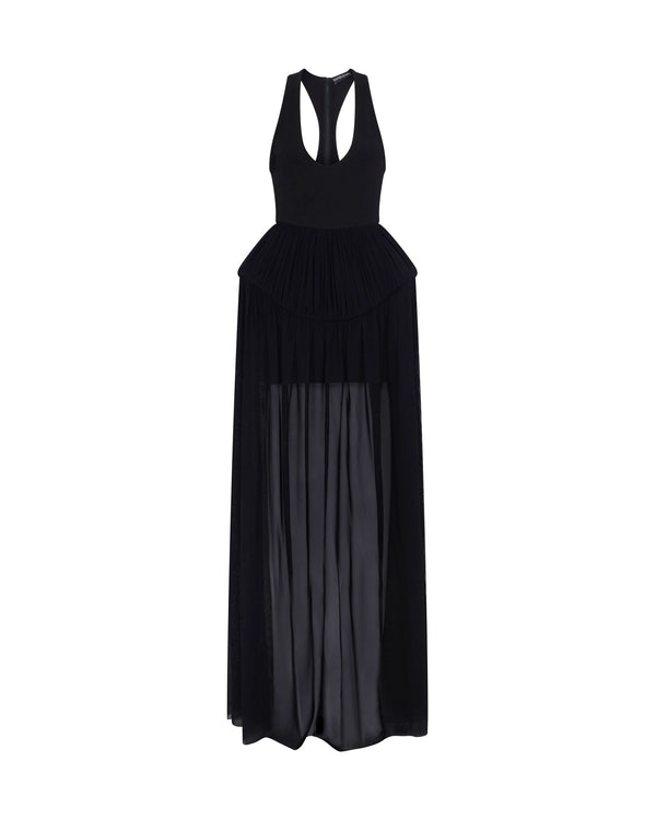 david koma RACER TOP AND TULLE CRINOLINE GOWN BLACK