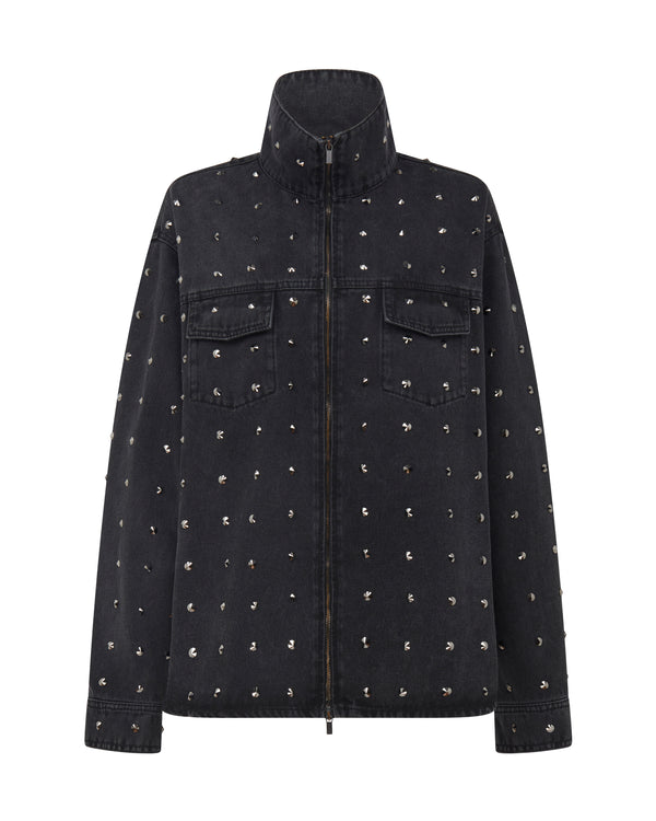 david koma RHINESTONE CRYSTAL EMBROIDERY JACKET BLACK