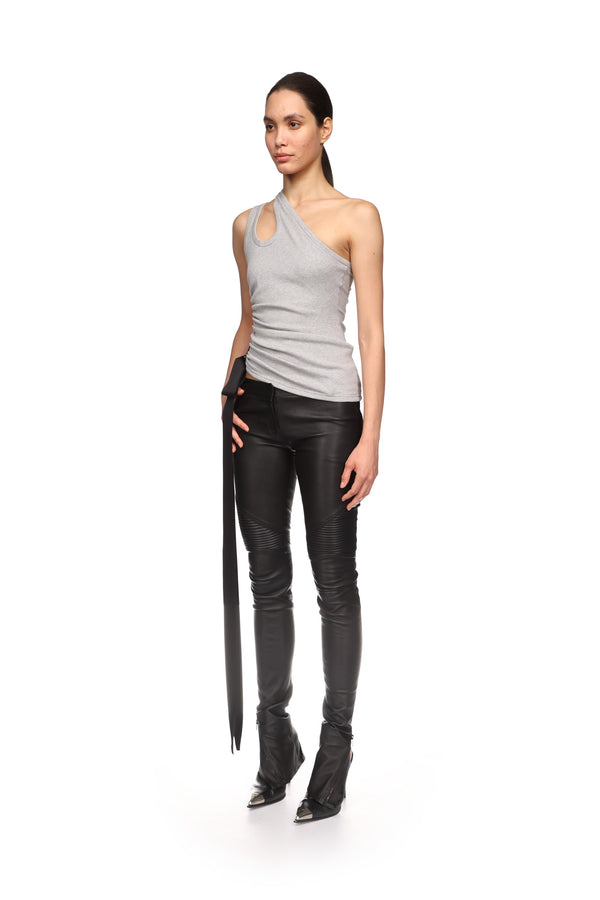 David Koma RUCHED SIDE AND SATIN BOW TOP IN GREY GREY