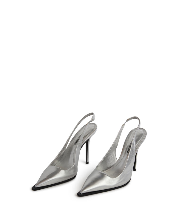 David Koma SLINGBACK LEATHER PUMPS IN SILVER SILVER