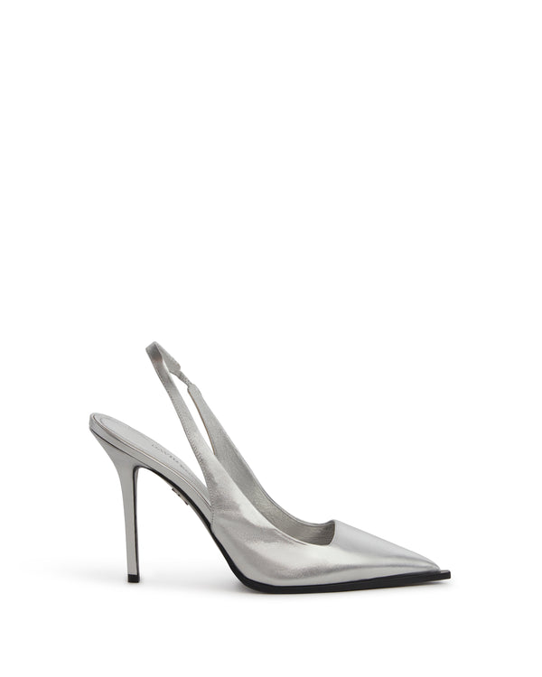 david koma SLINGBACK LEATHER PUMPS IN SILVER SILVER