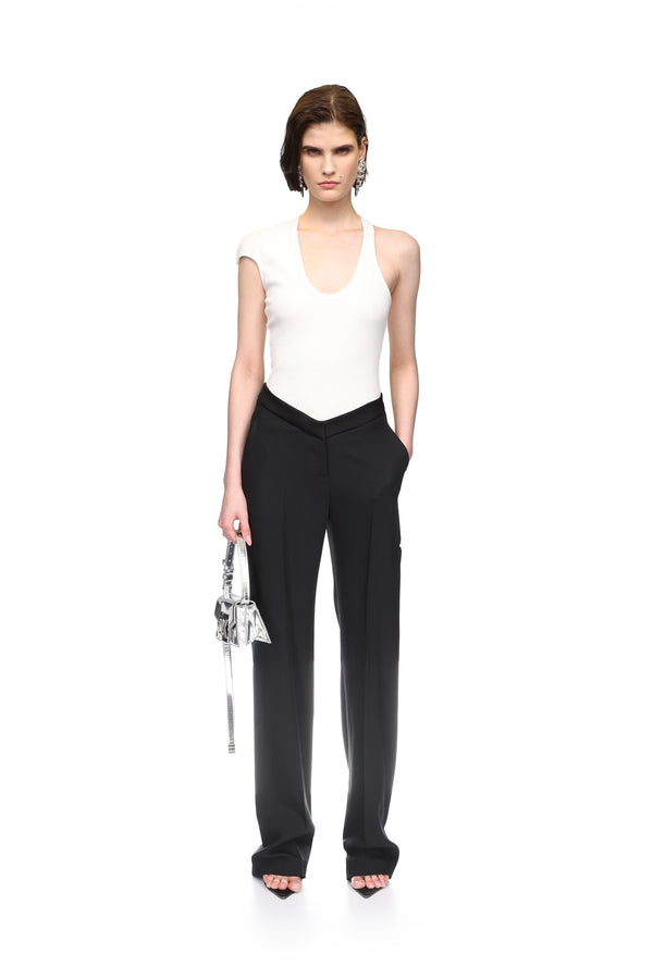 David Koma STRAIGHT LEG TAILORED TROUSERS IN BLACK BLACK