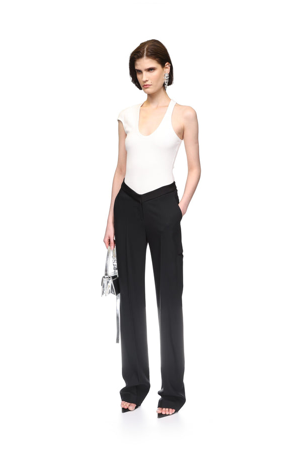 David Koma STRAIGHT LEG TAILORED TROUSERS IN BLACK BLACK