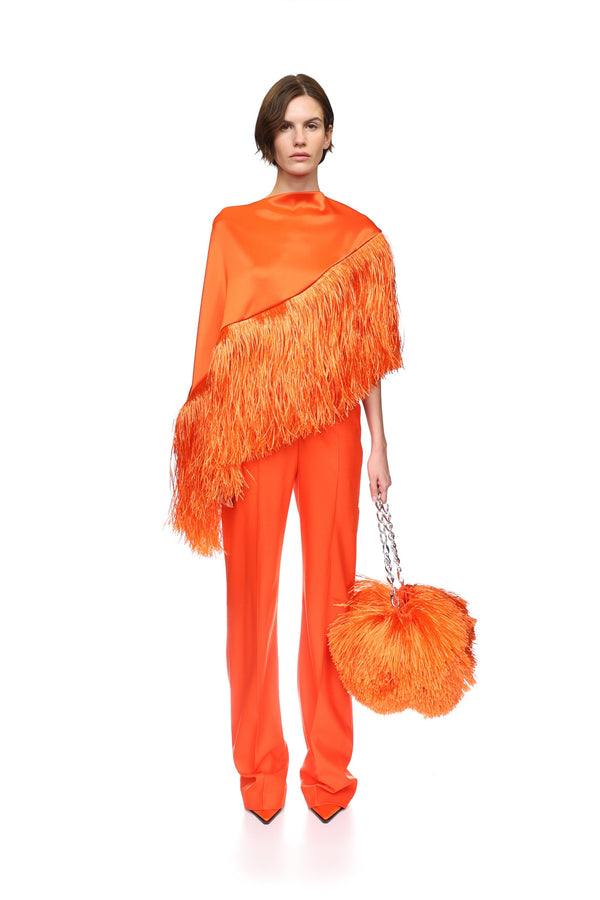 David Koma STRAIGHT LEG TAILORED TROUSERS IN ORANGE ORANGE