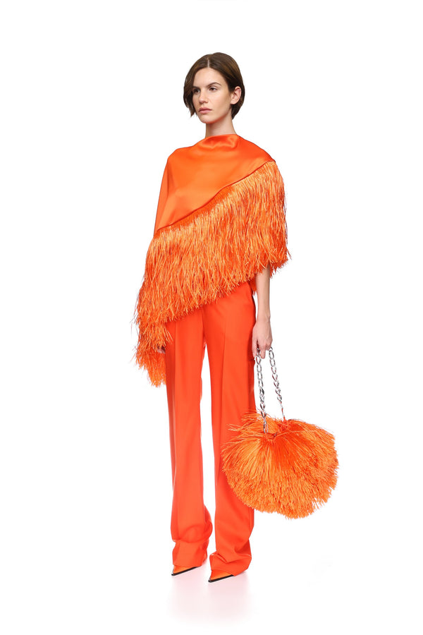 David Koma STRAIGHT LEG TAILORED TROUSERS IN ORANGE ORANGE
