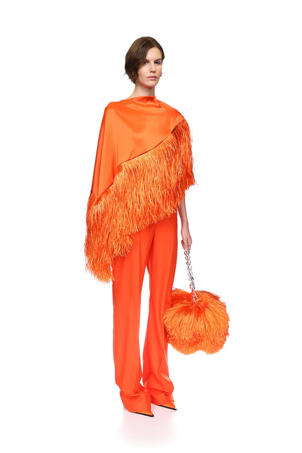 David Koma STRAIGHT LEG TAILORED TROUSERS IN ORANGE ORANGE