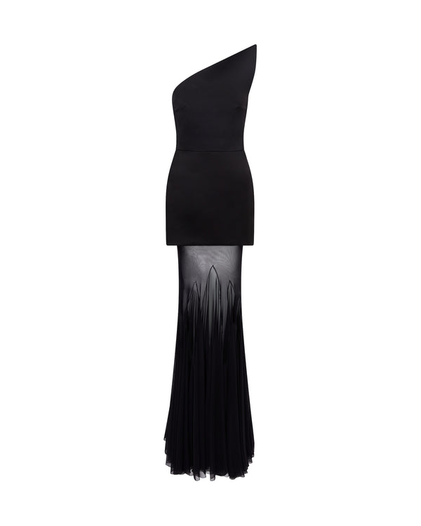david koma STRUCTURED UPPER AND TULLE SKIRT GOWN BLACK