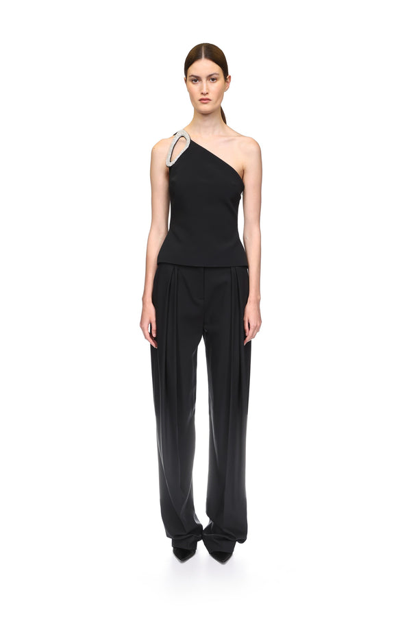 David Koma TAPERED TAILORED TROUSERS IN BLACK BLACK