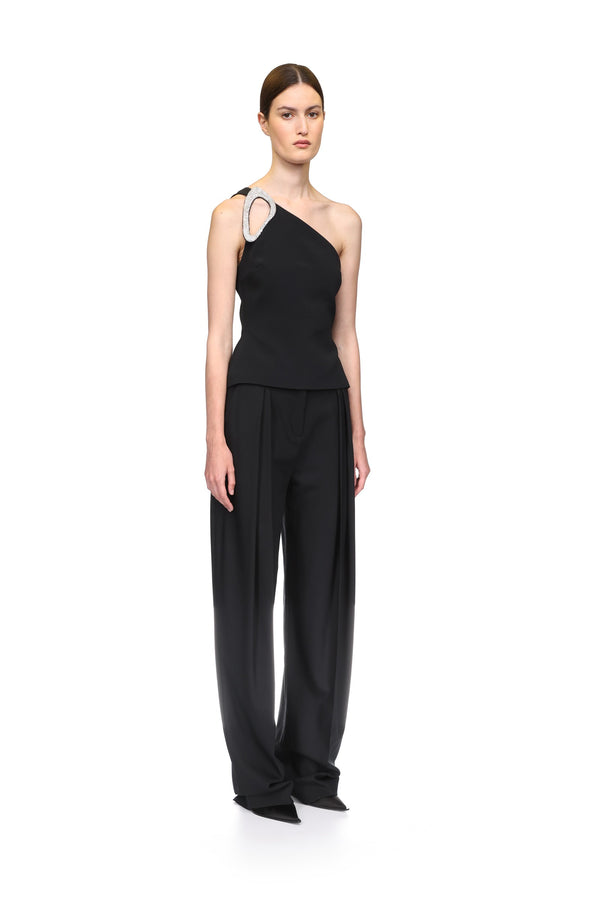 David Koma TAPERED TAILORED TROUSERS IN BLACK BLACK