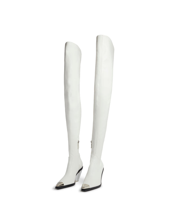 David Koma THIGH HIGH BOOTS WITH TRANSPARENT HEEL IN WHITE WHITE