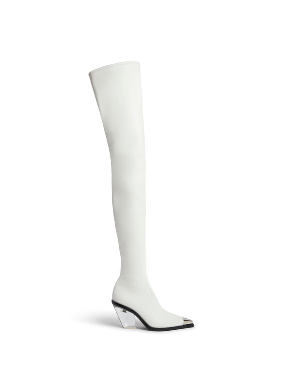 david koma THIGH HIGH BOOTS WITH TRANSPARENT HEEL IN WHITE WHITE