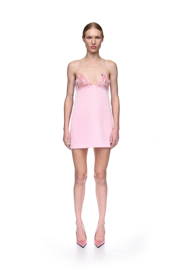 David Koma TRIANGLE BRA EMBROIDERY MINI DRESS SOFT PINK